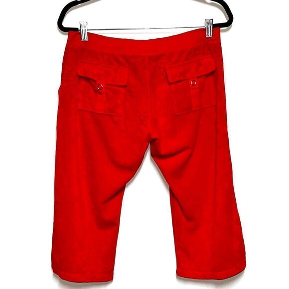 NWT Juicy Couture Vintage Y2K Poinsettia Crop Snap Pocket Terry Pant Womens Sz L - Picture 1 of 5